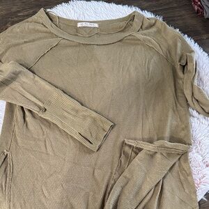 Free People Olive Long Sleeve Top